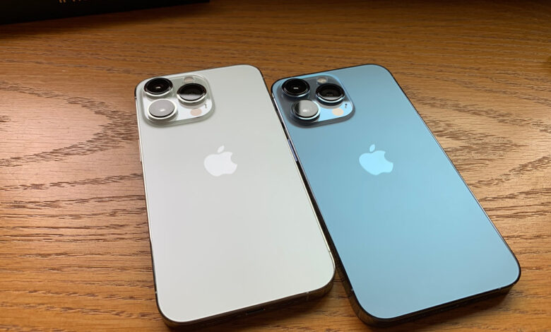 iPhone 13 Pro Silver and Sierra Blue