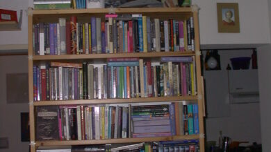 Science fiction and fantasy bookshelf