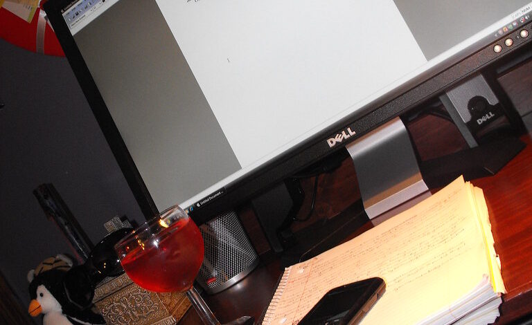 Author writing desk notebook pen name setup